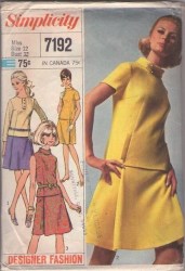 7192 SIMPLICITY 1960S TWO PIECE DRESS SLEEVES OR NOT PATTERN 16 36 INCH BUST